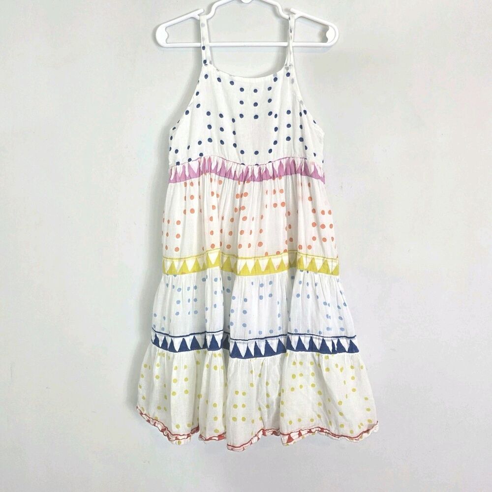 Oliphant Tuckernuck Trapeze Tiered Dress Lined 100% Cotton Smocked Back SZ 5